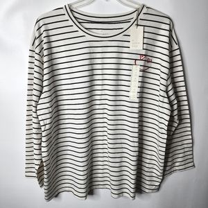 A New Day Top Striped Cream and Black Long Sleeve Women’s Plus Size 2X NWT